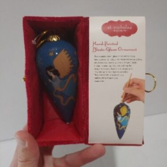 L' Bien St. Nicholas Square Teardrop Ornament Hand Painted & Blown Christmas - Picture 1 of 7